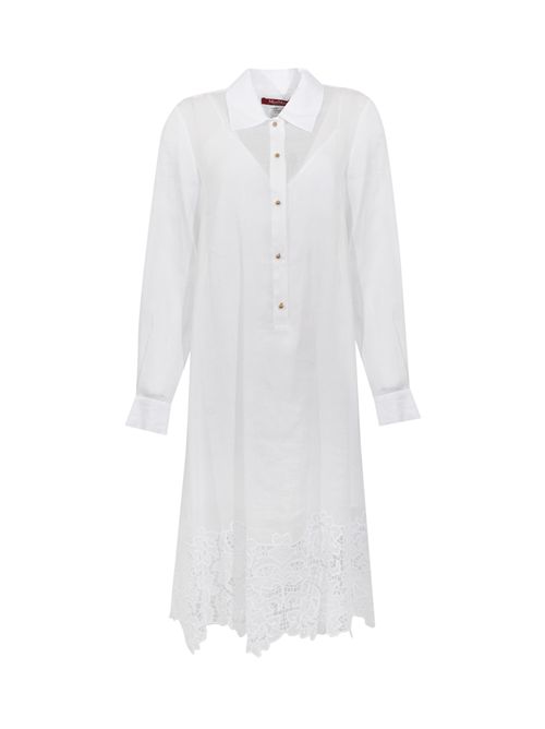 Abito chemisier MSTMELA in garza ramié ricamata Bianco MAX MARA STUDIO | 2616231012600031